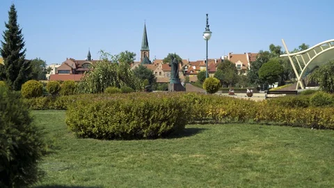 Old town view from a John Paul II park in Elk, Poland Видео 94316517