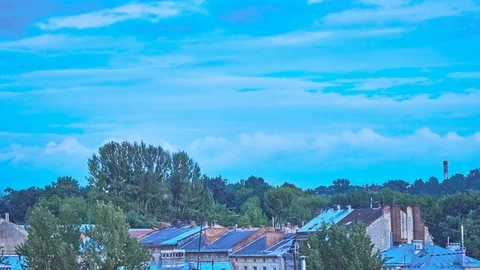 Old town view time lapse with blue sky and cluds. Stock Footage 112592745