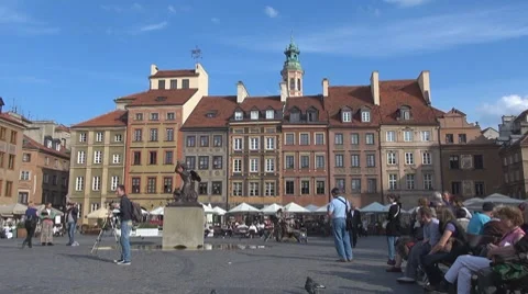 Old Town in Warsaw, Poland Stock Footage