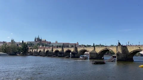 Old Town Water Tower And Vltava Promenade Prague May 30 2026 Stock Footage 336384957