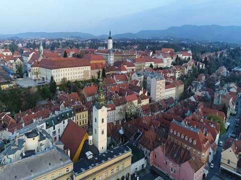 Old town of Zagreb - panoramic view 스톡 동영상 74373717