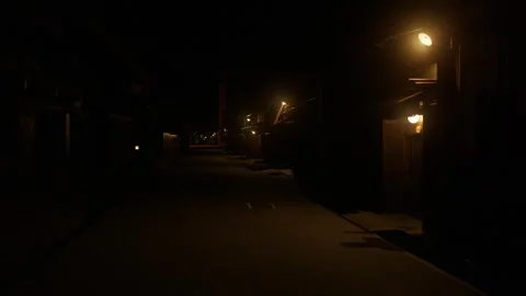 An old townscape at night Stock Footage 331075721