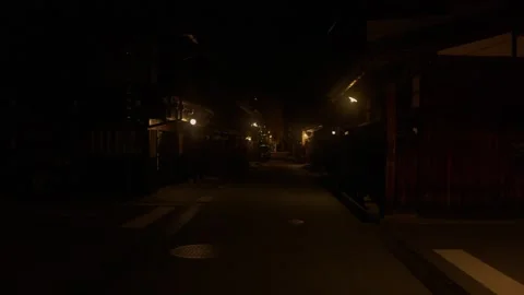 An old townscape at night Stock Footage 331075724