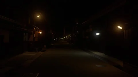 An old townscape at night Stock Footage 331075737