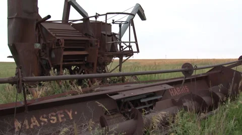 Old Tractor in Field Stock Footage 35590937