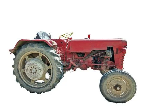 Old tractor isolated on white Stock Photos