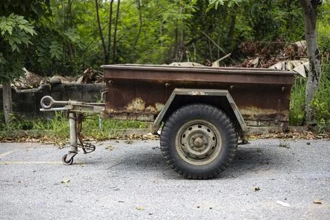 Old Tractor Trailer In The Forest Stock Photos