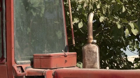 Old tractor, village image 4 Video stock 311646436