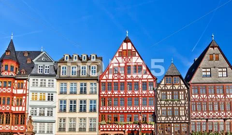 Old traditional buildings in Frankfurt Stock Photos