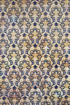 Old traditional design on a tiled wall of the Plaza de Espana corridor in Spain Stock Illustration