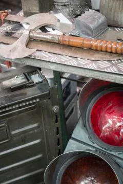 Old traffic light and stuff on a flea market Stock Photos