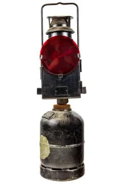 Old traffic warning light isolated on white Stock-Fotos