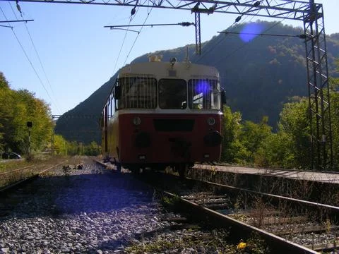Old train in a abandoned train station in forest 스톡 사진