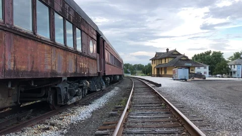 Old train and tracks Stock Footage 94130873