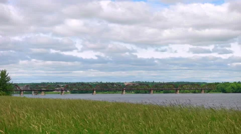 Old Train Bridge in Fredericton, New Brunswick. Stock Footage 64910834