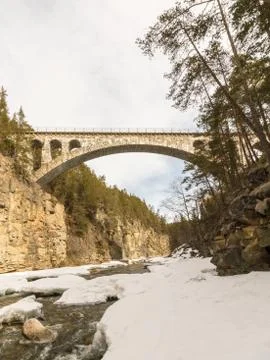 The old train bridge, Jora bridge, crossing the Jora river in Dombaas, Norway Stock Photos