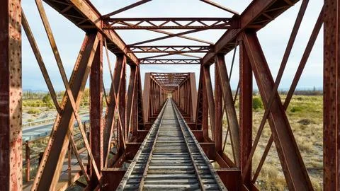 Old train bridge with rivets Stock Photos