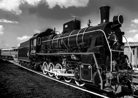Old train in bw Stock Photos