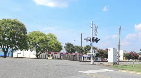 Old Train Comes Through Small Town Stock Footage 52619458