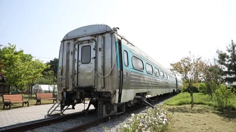 Old train in the countryside Stock-Footage 303885402