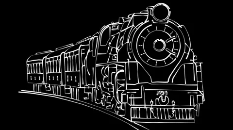 Old Train Drawing (HD) Stock-Footage 34558520