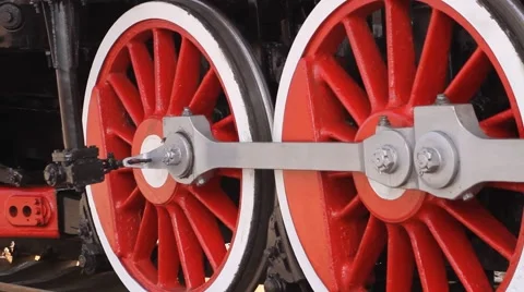 Old train going. Red wheels spinning Vídeos de archivo 47061472