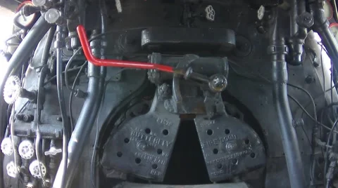 Old train interior, steam engine. Video stock 64380968