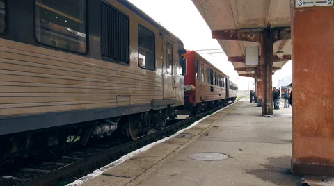 Old Train Leaving Rural Train Station Stock Footage 67644276