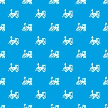 Old train pattern vector seamless blue Stock Illustration