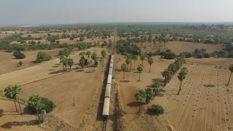 Old train runing. myanmar yang to bagan. Video stock 92400458