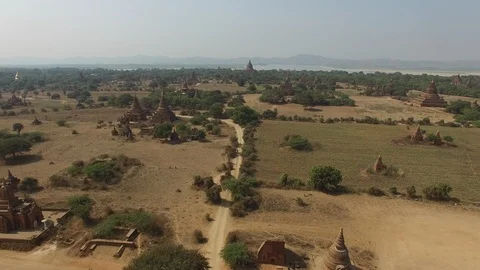 Old train runing. myanmar yang to bagan. Stock Footage 92404814