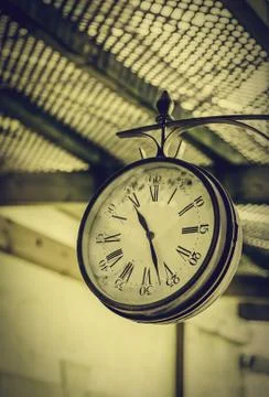 Old train station clock Stock Photos