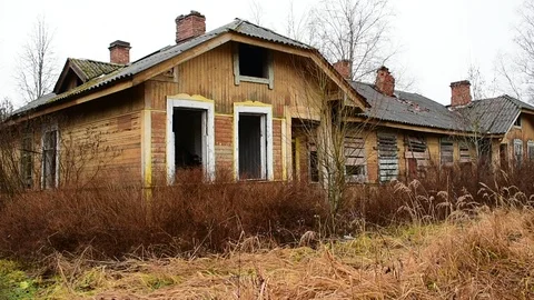 Old train station, side view Stock Footage 119575583