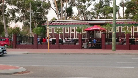 Old train station tranform into a restaurant in perth australia Video stock 122733876