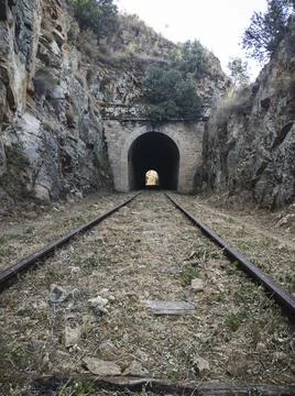 Old train tunnel through the mountains Stock Photos