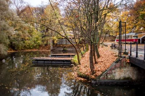 Old tram in the fall Stock Photos