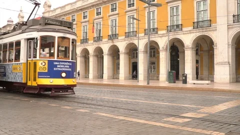 Old tram in Lisbon Stock Footage 93083689