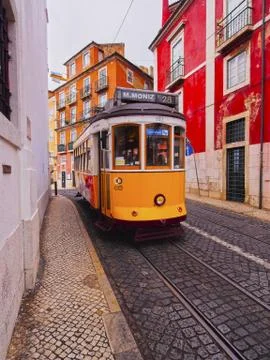 Old tram in lisbon Stock Photos