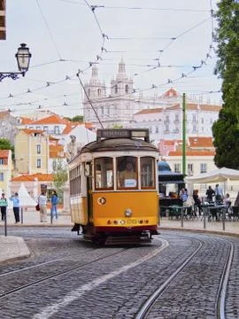 Old tram in lisbon Stock Photos