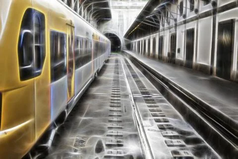 Old tram tracks Stock Illustration