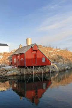 Old Tran Damperi-Cod Liver Oil factory. A i Lofoten-Sorvagen-Moskenesoya-NO Stock Photos
