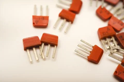 Old transistors on a white background. Electronic elements. 스톡 사진
