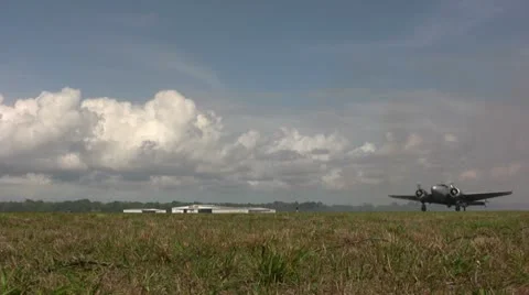 Old transport airplane Stock Footage 10890797