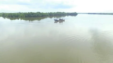 Old trawler follow Stock Footage 81313336