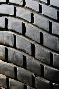 Old tread pattern for vehicle. Car wheel abrasion reduces safety. Close up Foto stock