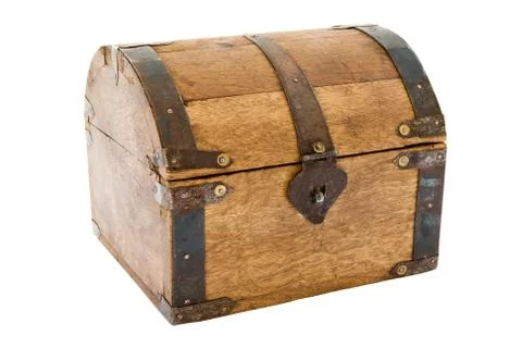 Old Treasure Chest Isolated on a White Background Stock Photos