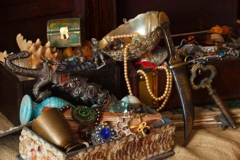 Old treasure chests Stock Photos