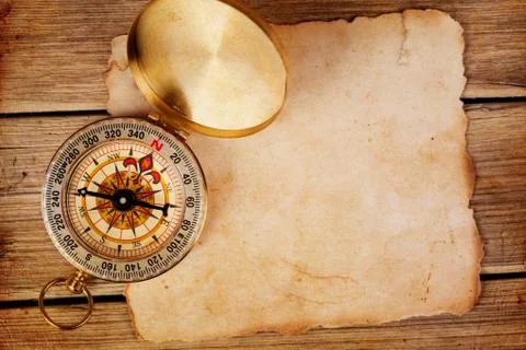 Old treasure map with compass Illustrazione stock