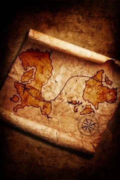 Old treasure map on grunge background Stock Illustration