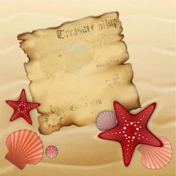 Old treasure map on sand Stock Illustration